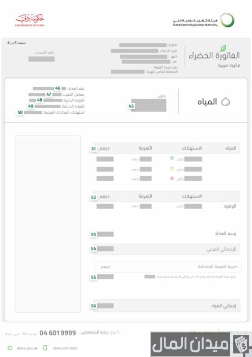 فاتورة كهرباء ومياه دبي