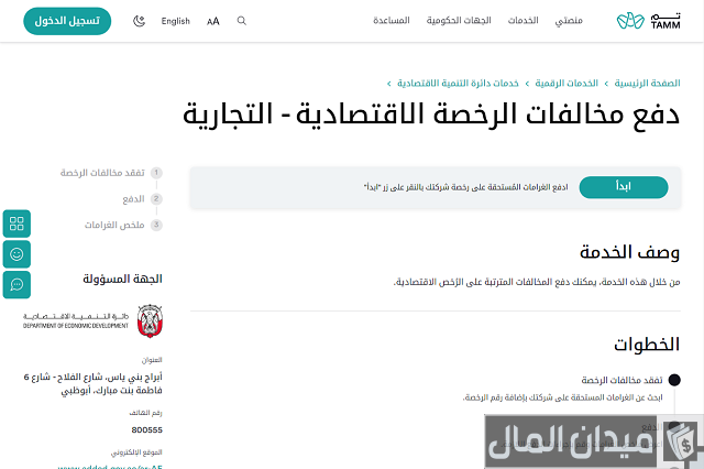 استعلام عن مخالفات الرخصة التجارية أبوظبي