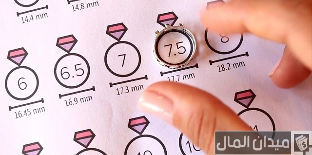 جدول مقاس الخاتم في السعودية