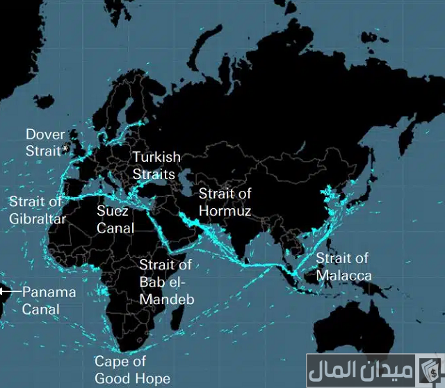خريطة خطوط الملاحة البحرية العالمية
